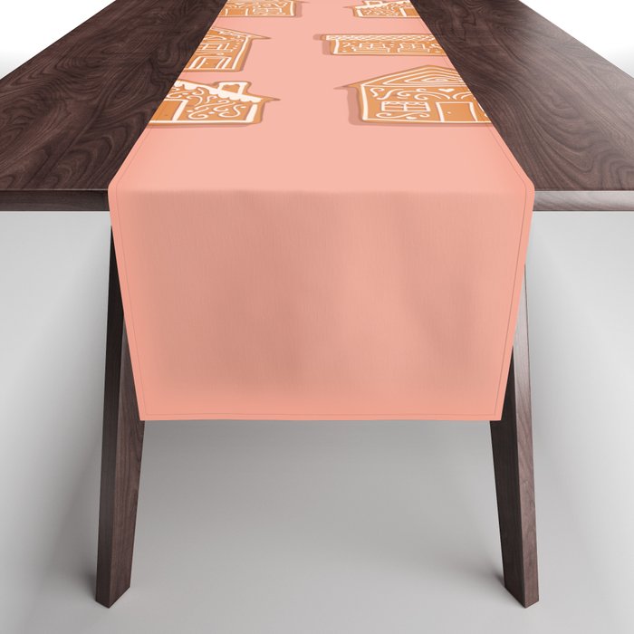 Tiny Houses - Peach Brown Beige Table Runner