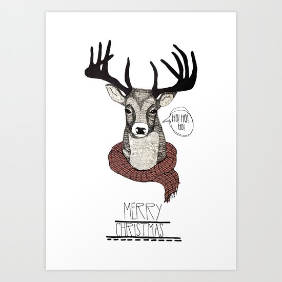 Christmas Deer Art Print