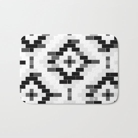 Venetian bricks -Black & white Bath Mat