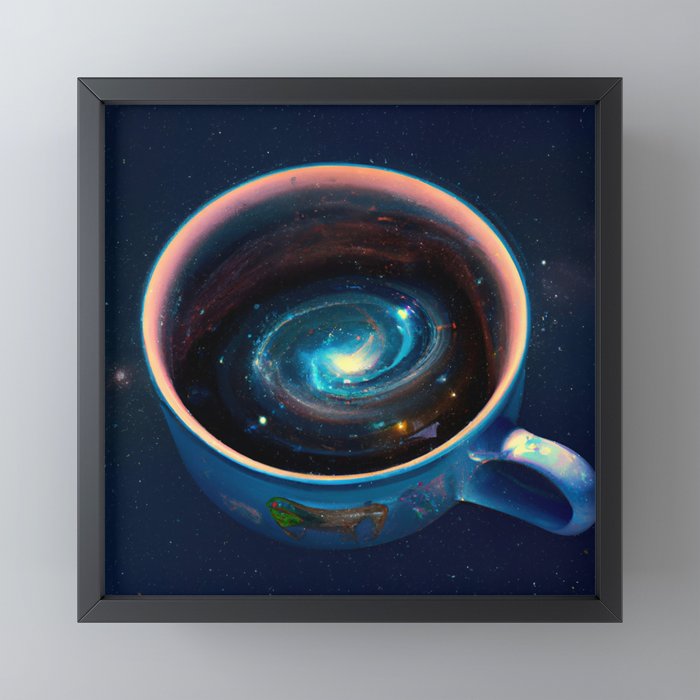 Cosmic Coffee Cup Framed Mini Art Print on Society6