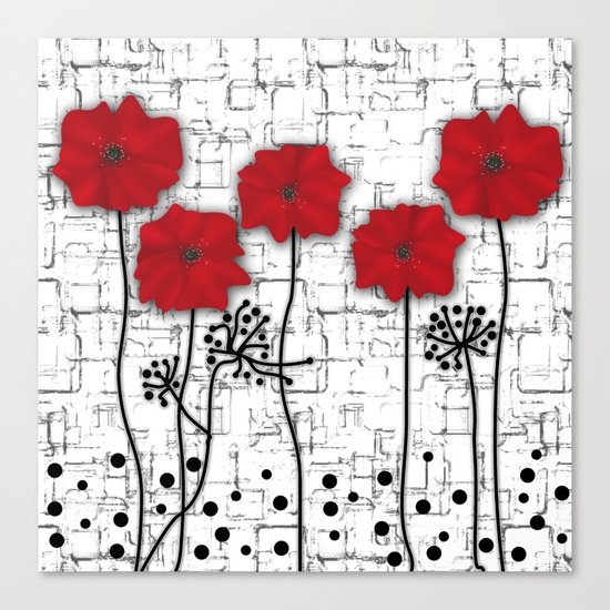 Poppies red n white background . Canvas Print