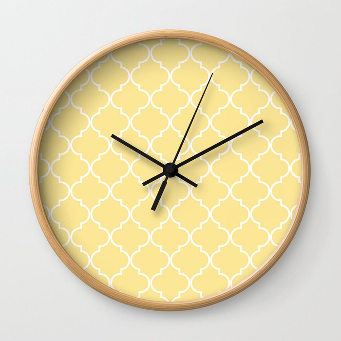 Quatrefoil Pattern in Shortbread Yellow and White from Peppermint Creek Wall Clock
