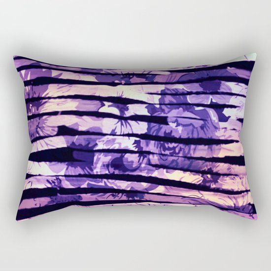 purple floral stripes Rectangular Pillow