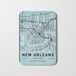 New Orleans - Louisiana Aquarius Watercolor Map Bath Mat