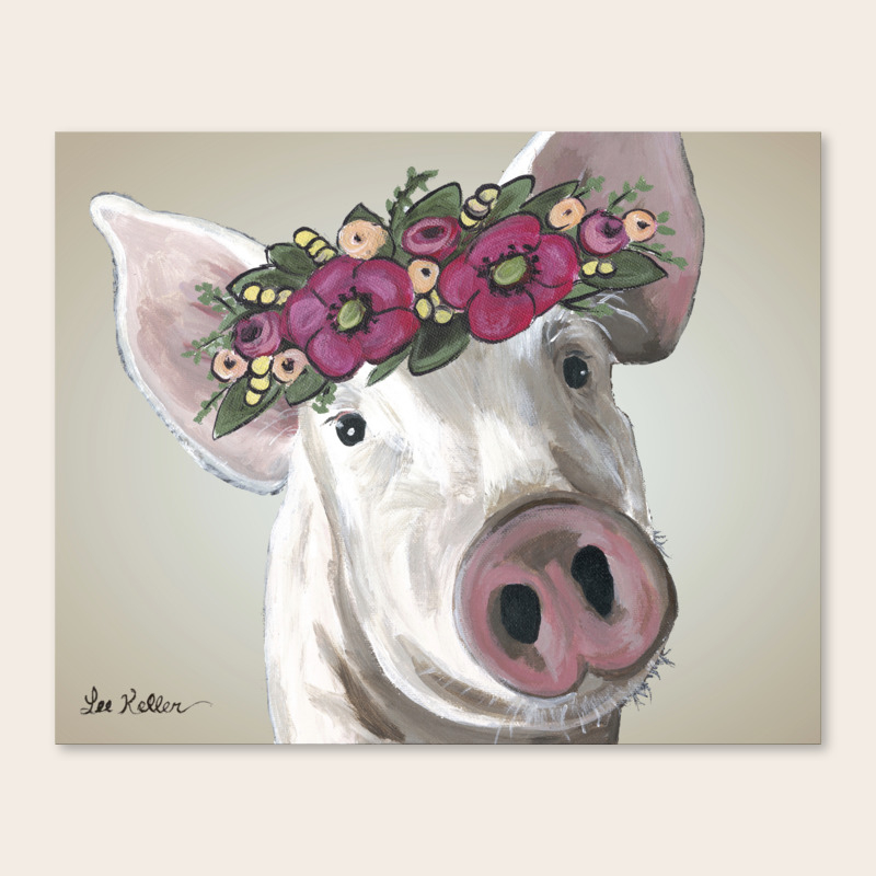Cute Pig Painting Farm Animal Art Canvas Print By Leekeller