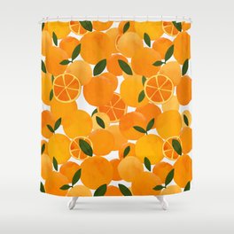 mediterranean oranges still life  Shower Curtain | Pattern, Floral, Sweet, Slice, Clementines, Kitchen, Juice, Fresh, Botanical, Painting 