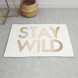 Stay Wild White Gold Quote Area & Throw Rug