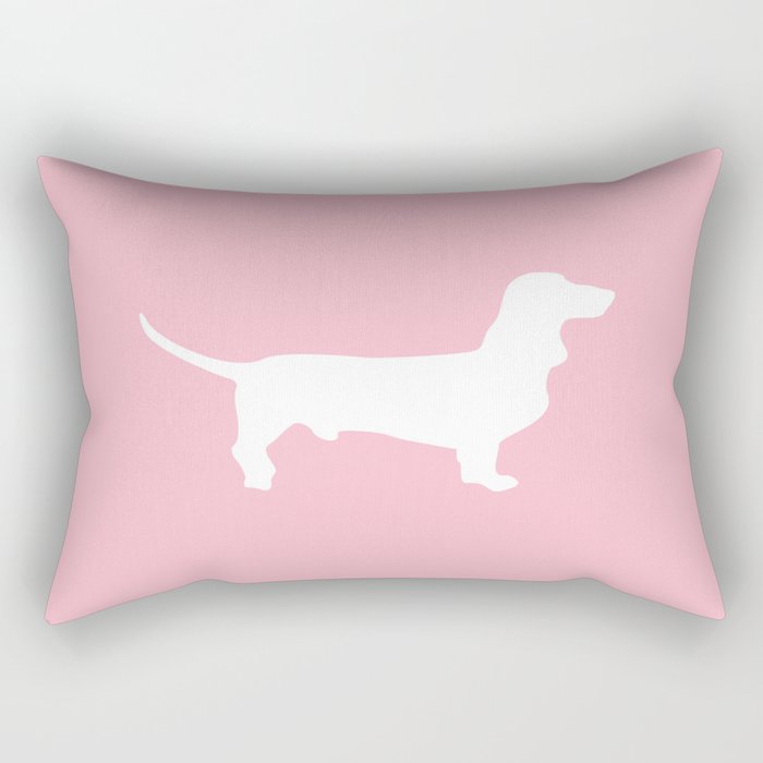 Pink Dachshund Silhouette Pattern Rectangular Pillow