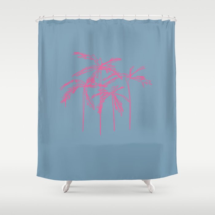 PalmTree - Pink Minimalistic Line Art Design Pattern Shower Curtain