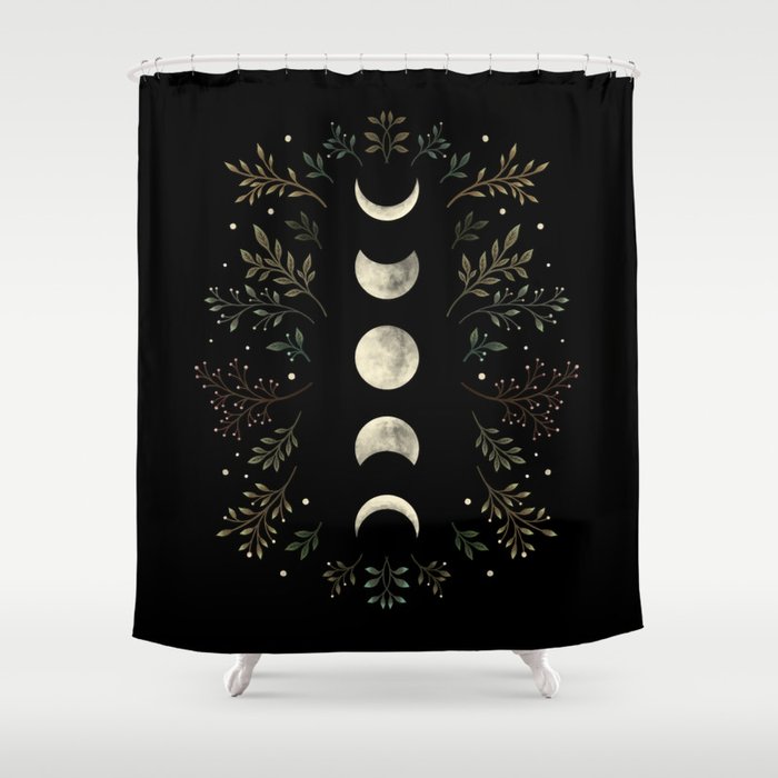 Moonlight Garden - Olive Green Shower Curtain