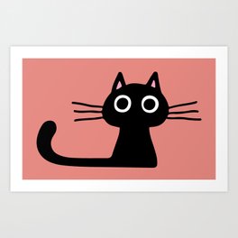 Quirky Black Kitty Cat Art Print