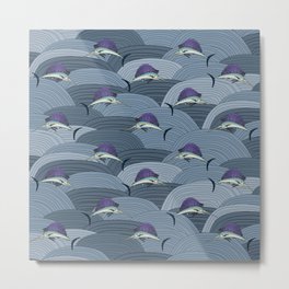 Swordfish Espadon | Pattern Art Metal Print | Nature, Fish, Aqua, Shark, Illustration, Swordfish, Marine, Faune, Narwhal, Sea 