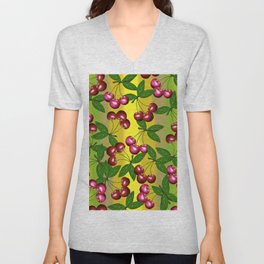 Deliciosas cerejas de verão e primavera coloridas, art by Miguel Matos Official   V Neck T Shirt