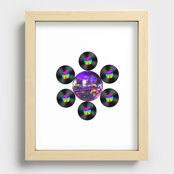 Disco Rainbow Album Flower Recessed Framed Print