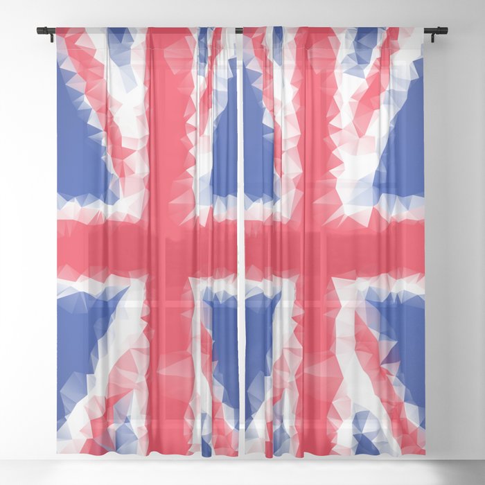 The Flag of the United Kingdom with Low Poly Effect Sheer Curtain