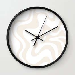 Liquid Swirl Abstract Pattern in Pale Beige and White Wall Clock