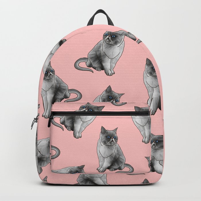 Cute Girly Pink Cats Animal Pattern Illustrations Backpack