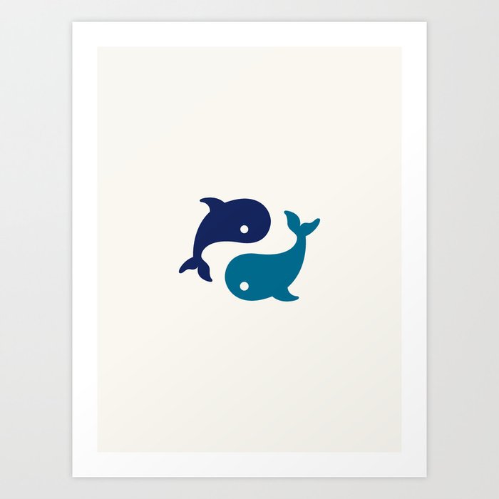 Yin Yang Whales Art Print