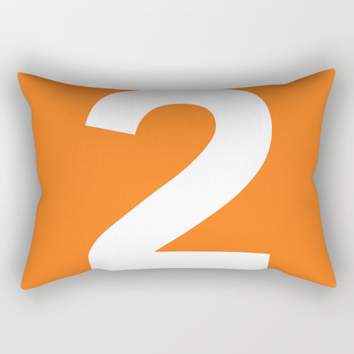 Number 2 (White & Orange) Rectangular Pillow