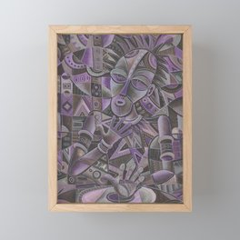 The Drummer 27 dark purple African art Framed Mini Art Print