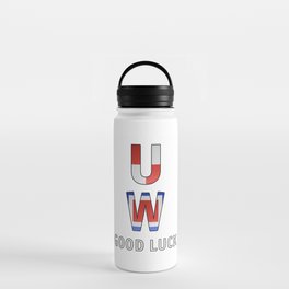 "U" "W" Good Luck - Navy Alphabet - Leather Water Bottle