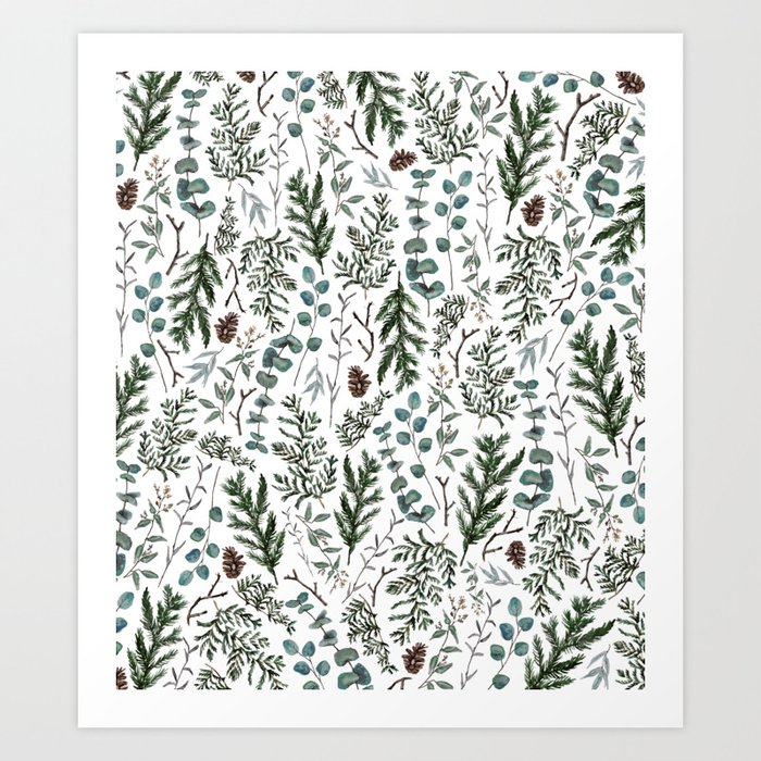 Pine and Eucalyptus Greenery Kunstdrucke