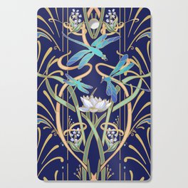Art Nouveau Dragonflies | Navy Cutting Board