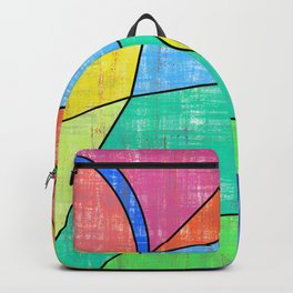 Colorful geometric abstract print, primary colors print Backpack