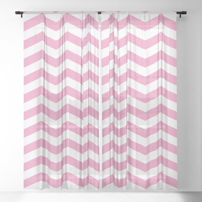 Light Pink Chevron Pattern Sheer, Pink And White Chevron Curtains