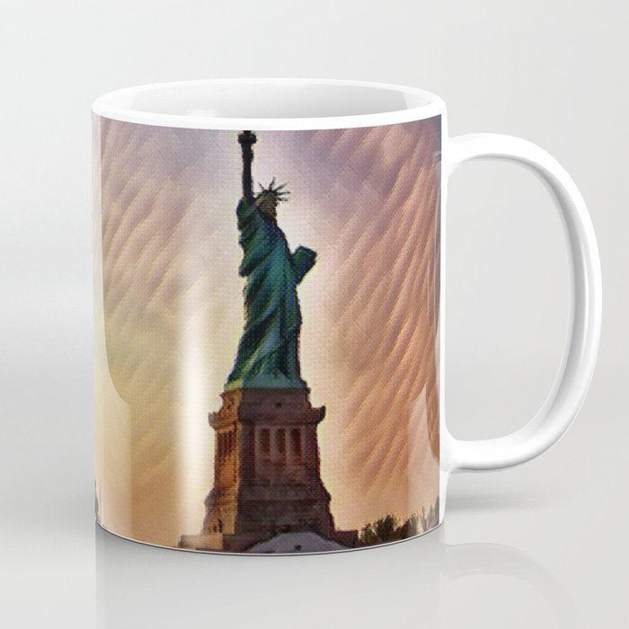 Statue Of Liberty | Lady Liberty | NYC | Landmark | Sunset | America | USA | Travel Photography Painting Coffee Mug