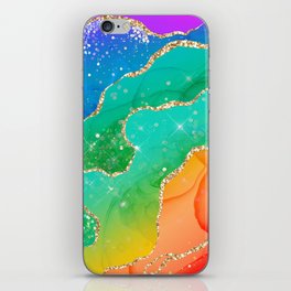 Vibrant Rainbow Glitter Agate Texture 08 iPhone Skin