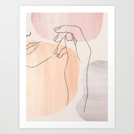 Female face and hand Art Print