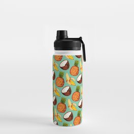 Banana, Coconut, Pineapple - Pattern Water Bottle | Fruit, Luau, Pattern, Painting, Pineapple, Watercolor, Island, Tropical, Food, Tiki 