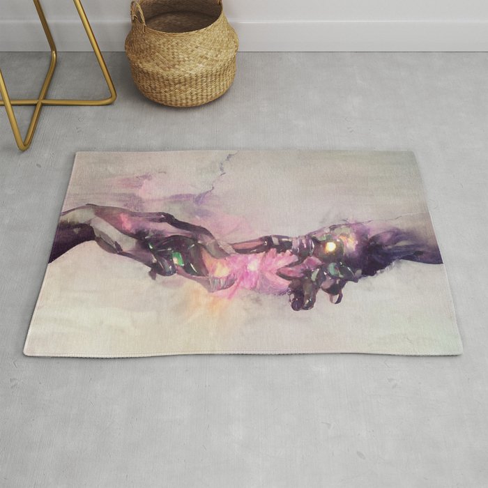 Colourful Abstract Creation of Adam AI Art Michelangelo Rug