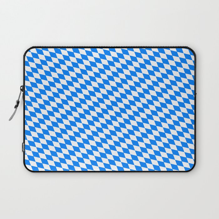 Bavarian Blue and White Diamond Flag Pattern Laptop Sleeve