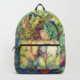 i am the place of refuge Backpack | Nature, Contemporary, Painting, Modern, Family, Acrylic, Flock, Refuge, Bird, Tree 