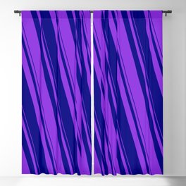 [ Thumbnail: Blue & Purple Colored Pattern of Stripes Blackout Curtain ]