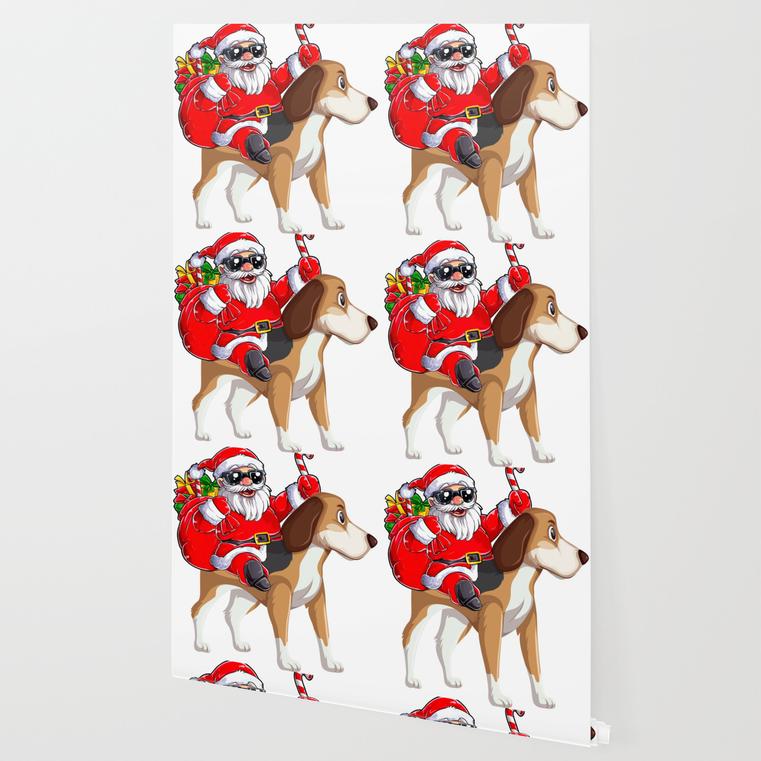 Santa Claus Is Riding A Beagle Funny Christmas Wallpaper By Anuelaaclothing Society6
