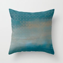 Painted Dream Mist with gold on turquoise Throw Pillow