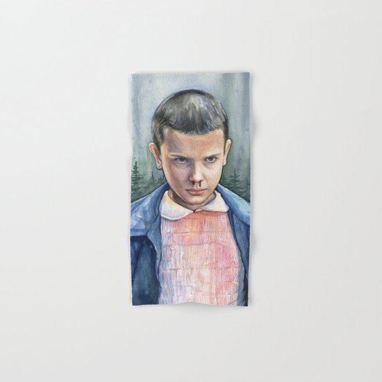 Stranger Things Eleven Watercolor Portrait Art Hand & Bath Towel