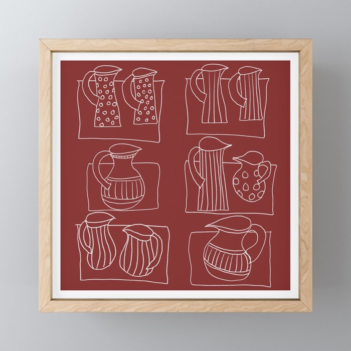 Wonky Jugs - Red Framed Mini Art Print