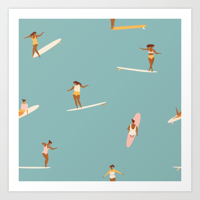Surf girls Art Print