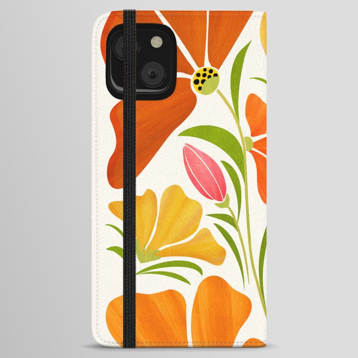 Spring Wildflowers Floral Illustration iPhone Wallet Case