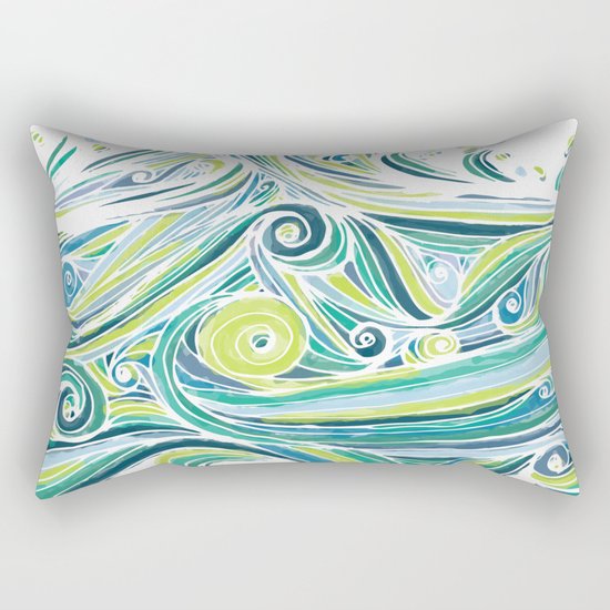 Crashing Wave Tangle - White Rectangular Pillow