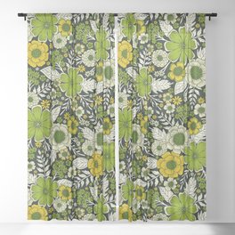 Modern Yellow & Green Floral Pattern Sheer Curtain