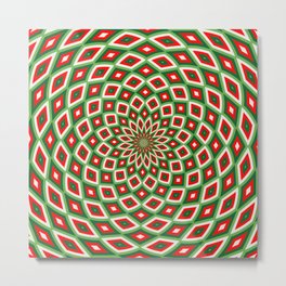 Green, Star White and Red Dome Effect Pattern Metal Print | Geometric, Darkgreen, Starwhite, Lines, Schemecolor, Graphicdesign, Colorcombos, Colorcombination, Pattern, Christmas 