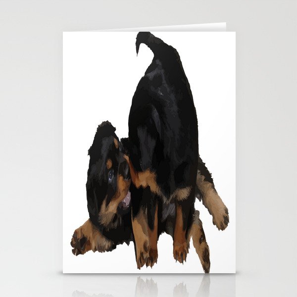 Rottweiler Puppies Playing Vector Isolated Stationery Cards