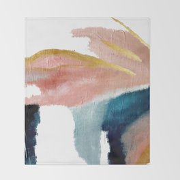 Exhale: a pretty, minimal, acrylic piece in pinks, blues, and gold Throw Blanket