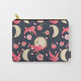Owl & Moon Carry-All Pouch | Mystic, Owls, Moon, Birds, Pastel, Digital, Moongoddess, Painting, Pink, Lunar 