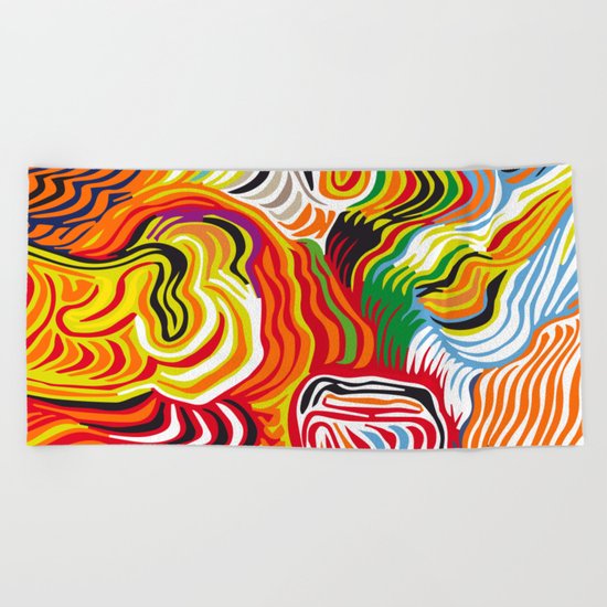 colored flow Beach Towel
